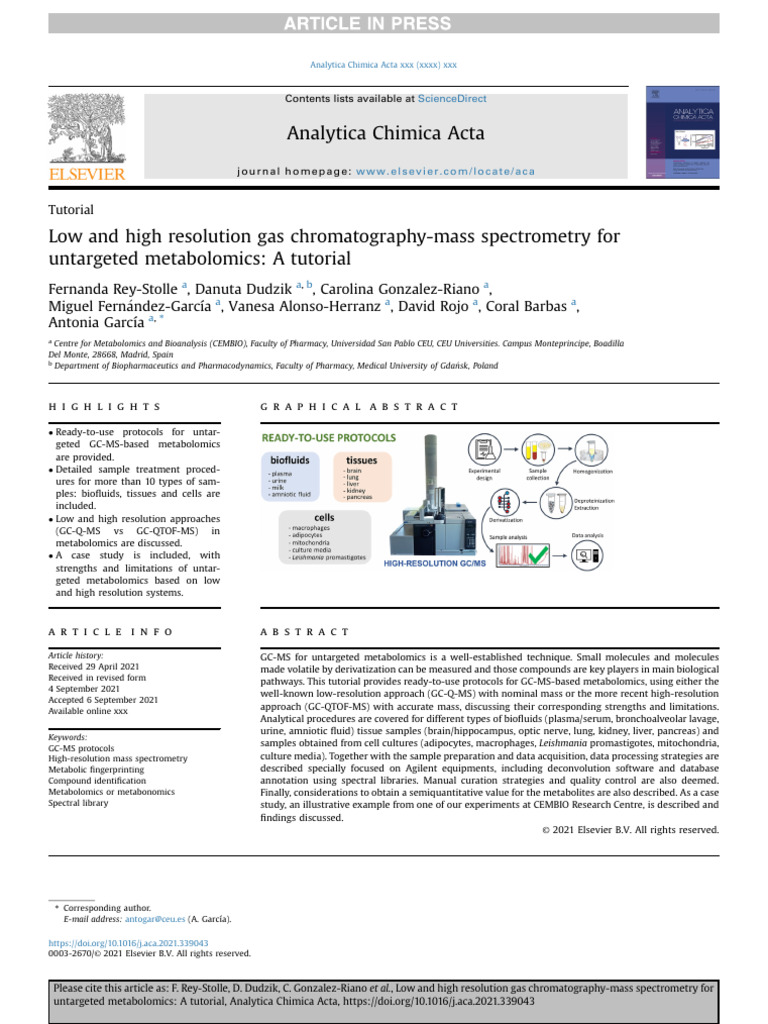 Untargeted Metabolomics GC-MS Tutorial | PDF | Metabolomics | Mass ...