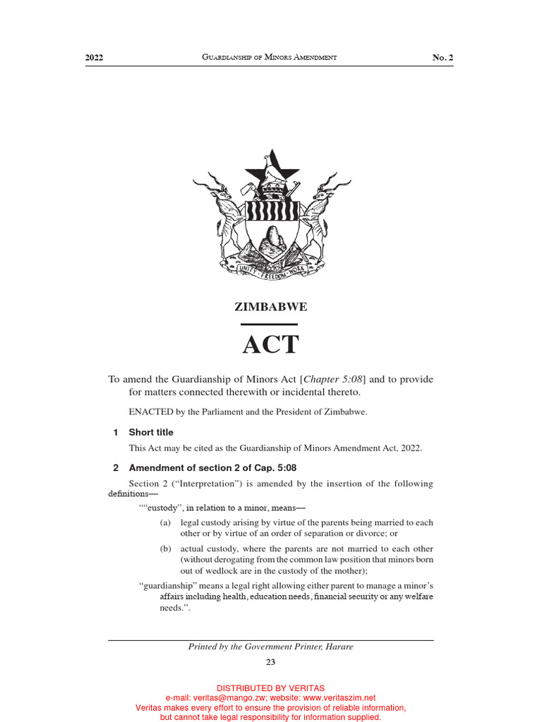Guardianship of Minors Act 2022 Update | PDF | Child Custody | Legal ...
