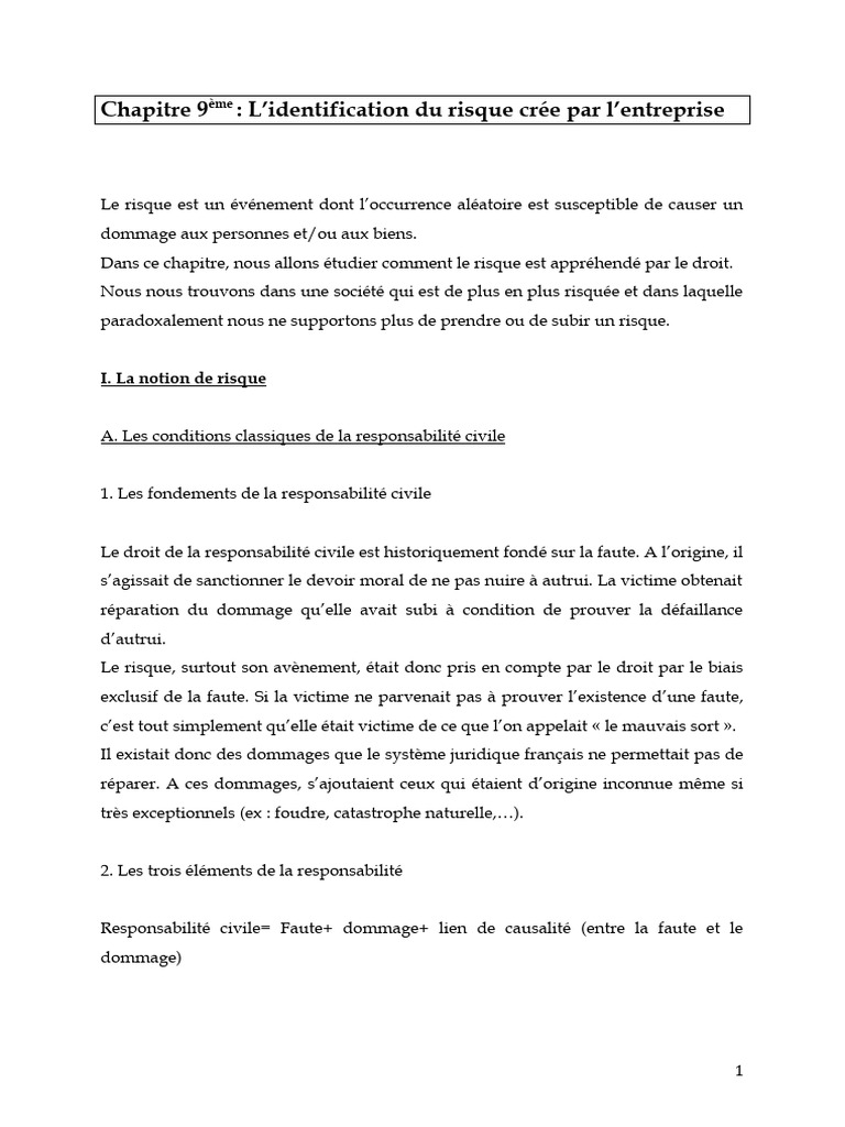 Risque et responsabilité civile en droit | PDF | Assurance | Risque