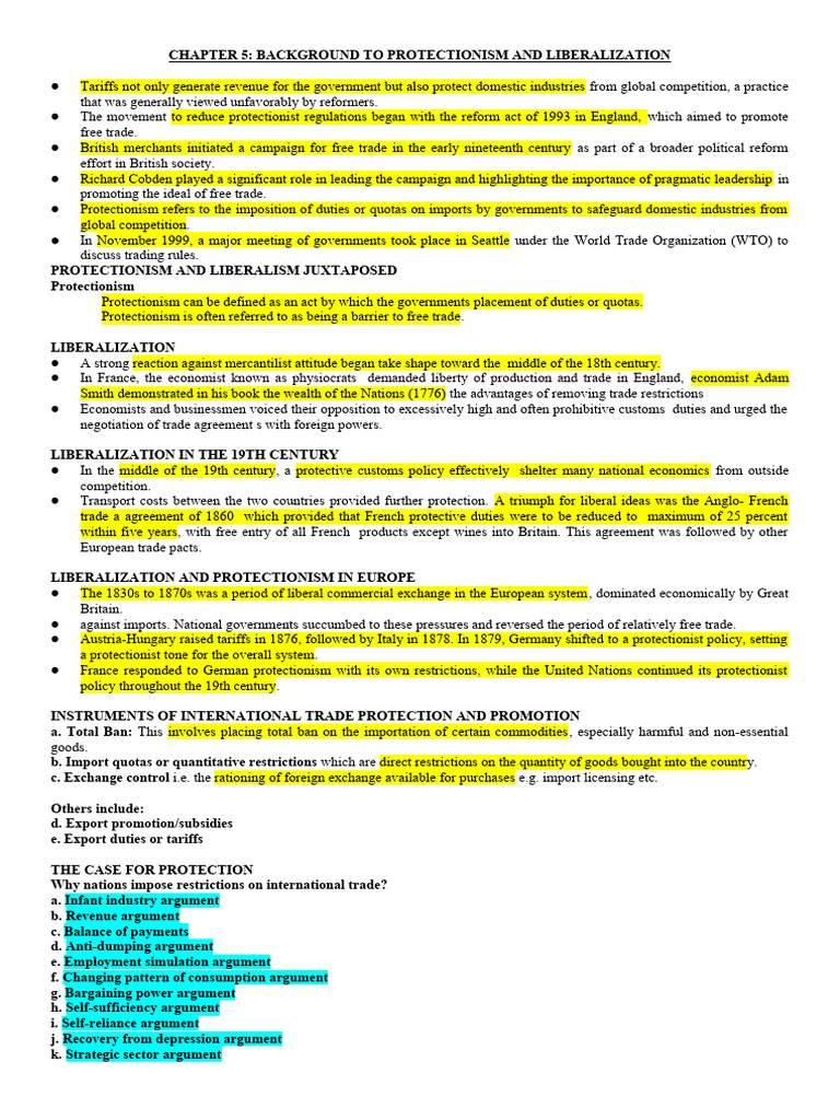 Protectionism vs. Liberalization in Trade | PDF | Letter Of Credit ...
