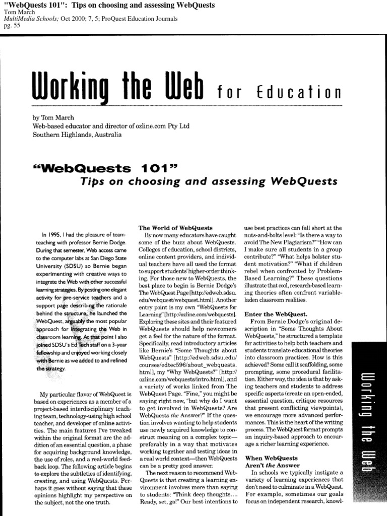 Webquest 101 Tips Pdf