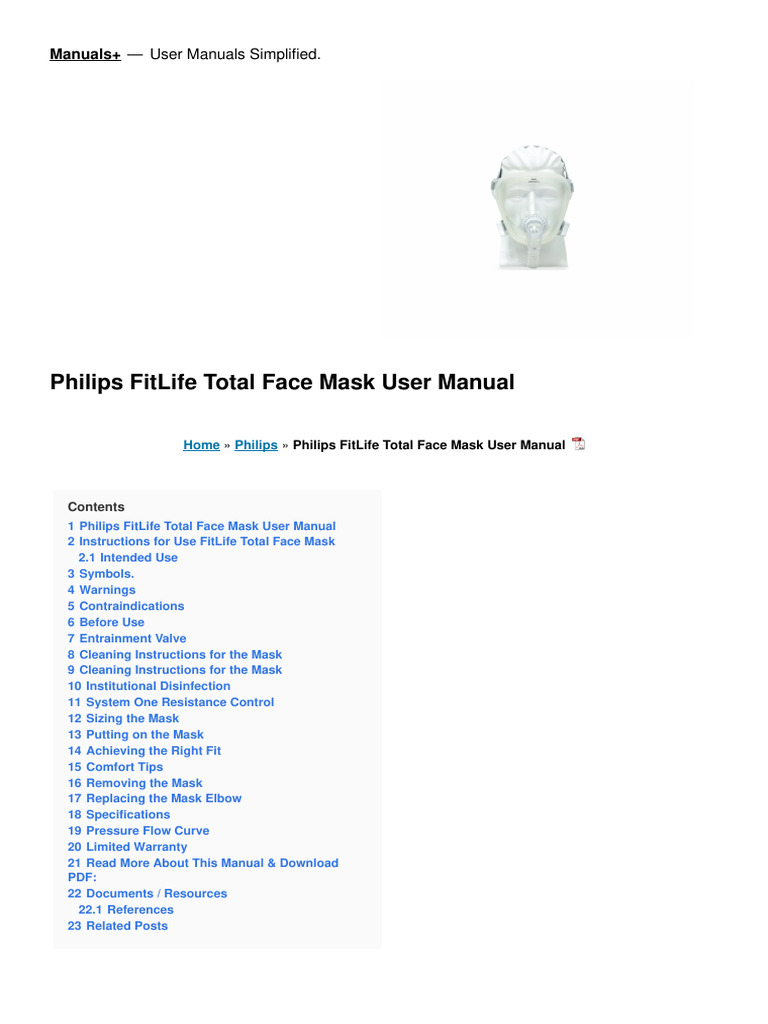 Philips FitLife Total Face Mask Guide | PDF | Breathing