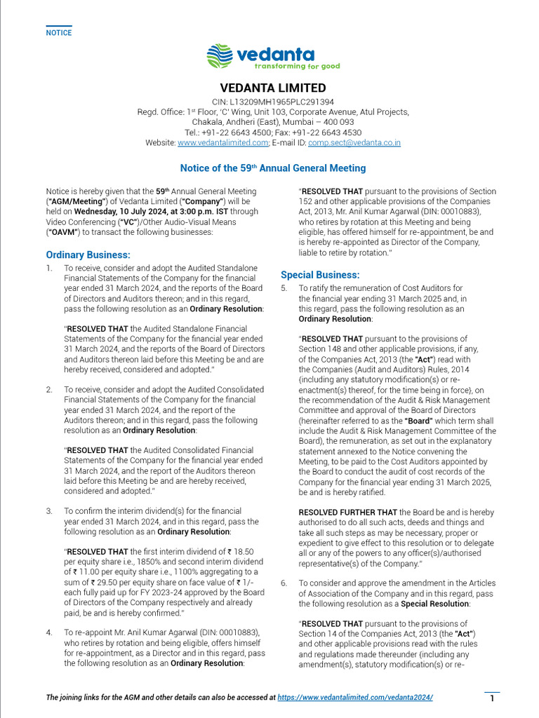 59th Annual General Meeting PDF Audit Login