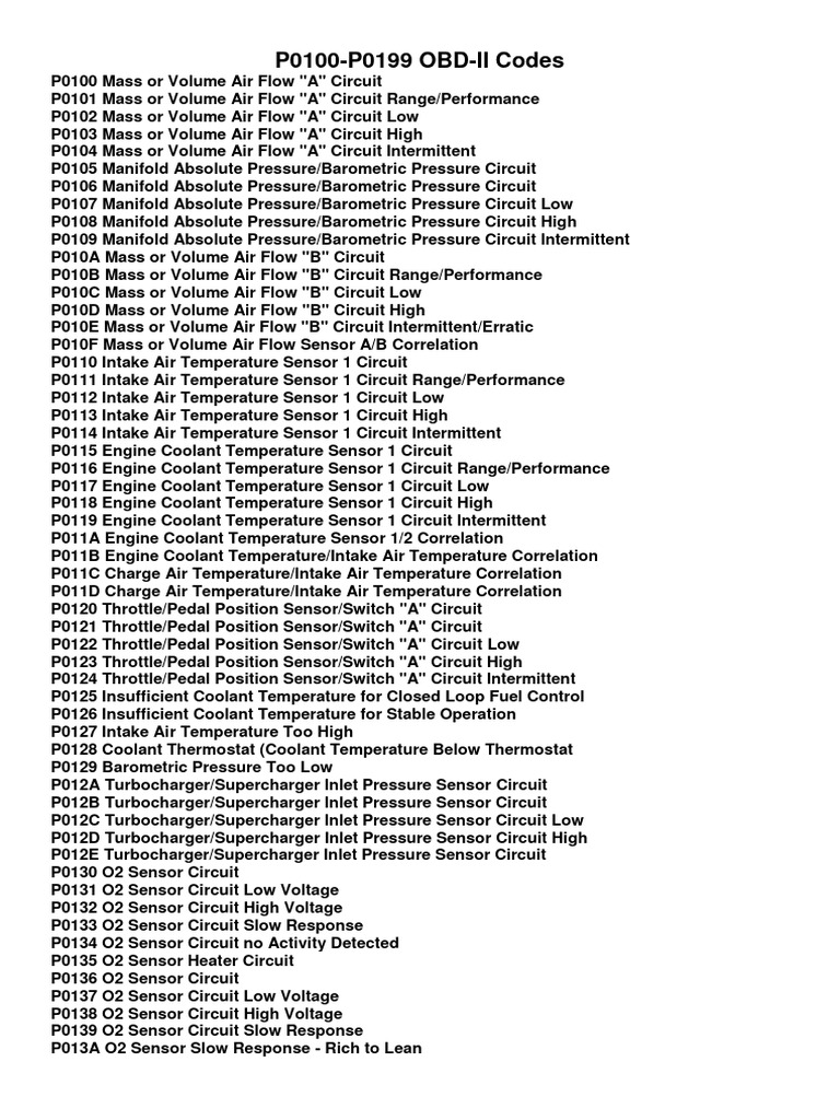 OBD-II Codes for Auto Technicians | PDF | Throttle | Turbocharger