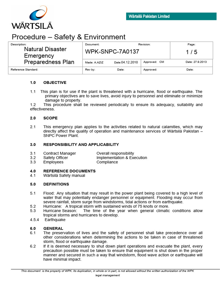 Natural Disaster Emergency Preparednesss Plan | PDF | Emergency ...