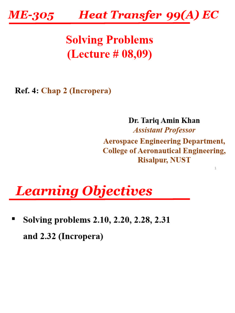 Lec 08,09 Conduction Problems | PDF | Heat | Heat Transfer