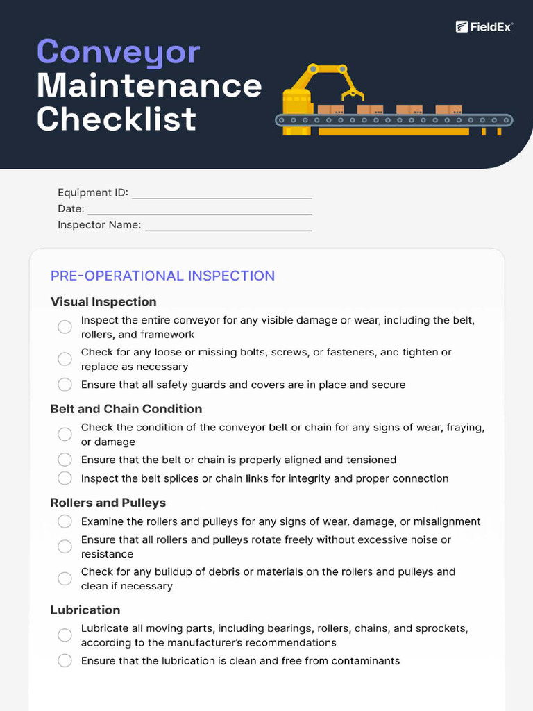 Conveyor Maintenance Checklist PDF