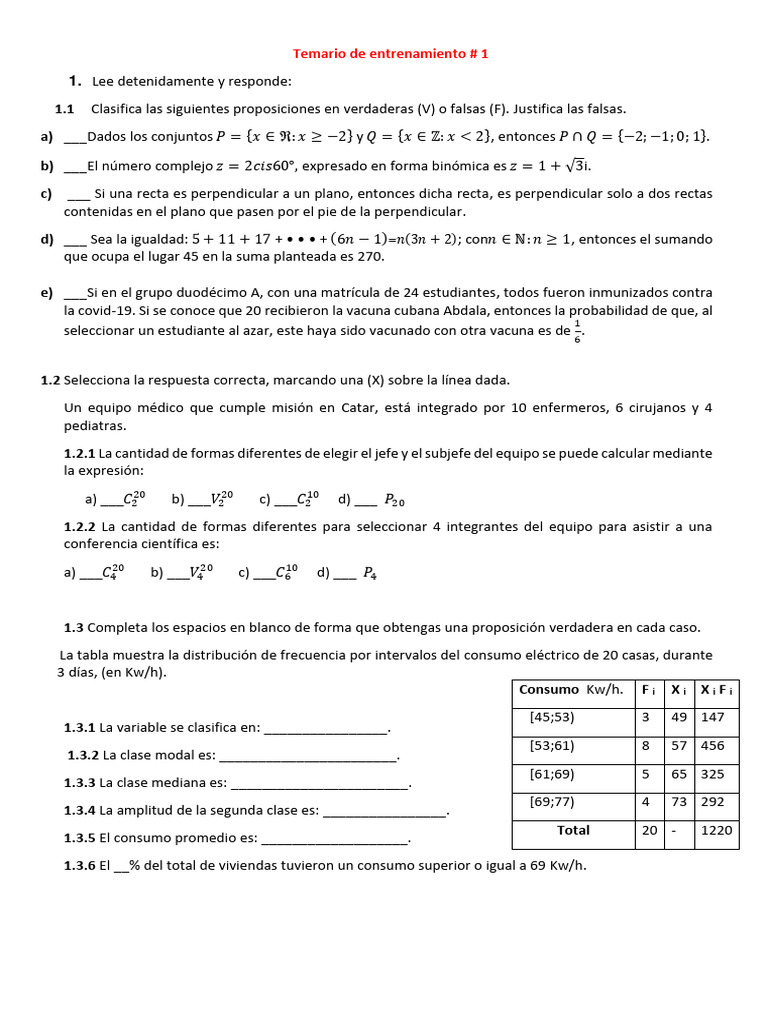 Ejercicios de Matemática 12mo Grado | PDF | Métodos y materiales de ...