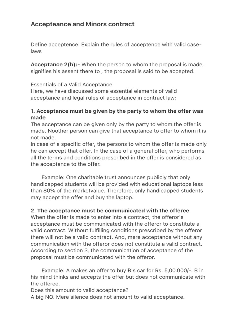 Acceptance 1-Term Notes | PDF | Offer And Acceptance | Common Law