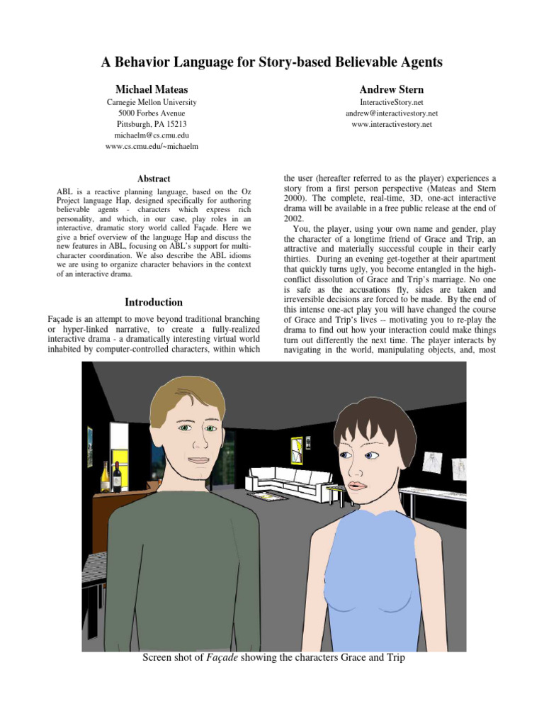 A Behavior Language For Story-Based Believable Agents | PDF | Goal ...