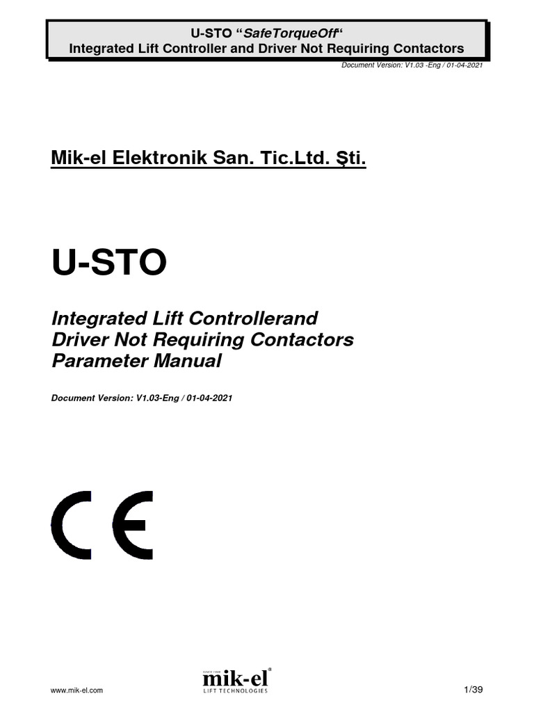 U-STO Lift Controller Parameter Manual | PDF | Menu (Computing) | Elevator