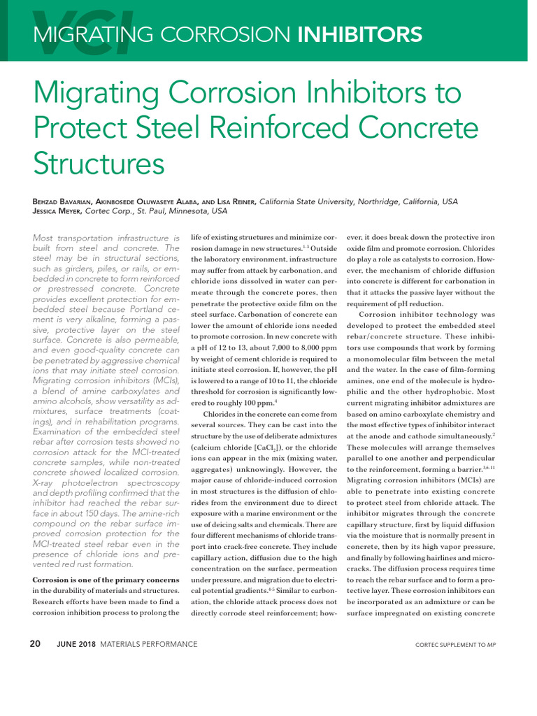 Corrosion Inhibitors for Concrete Protection | PDF | Corrosion | Concrete