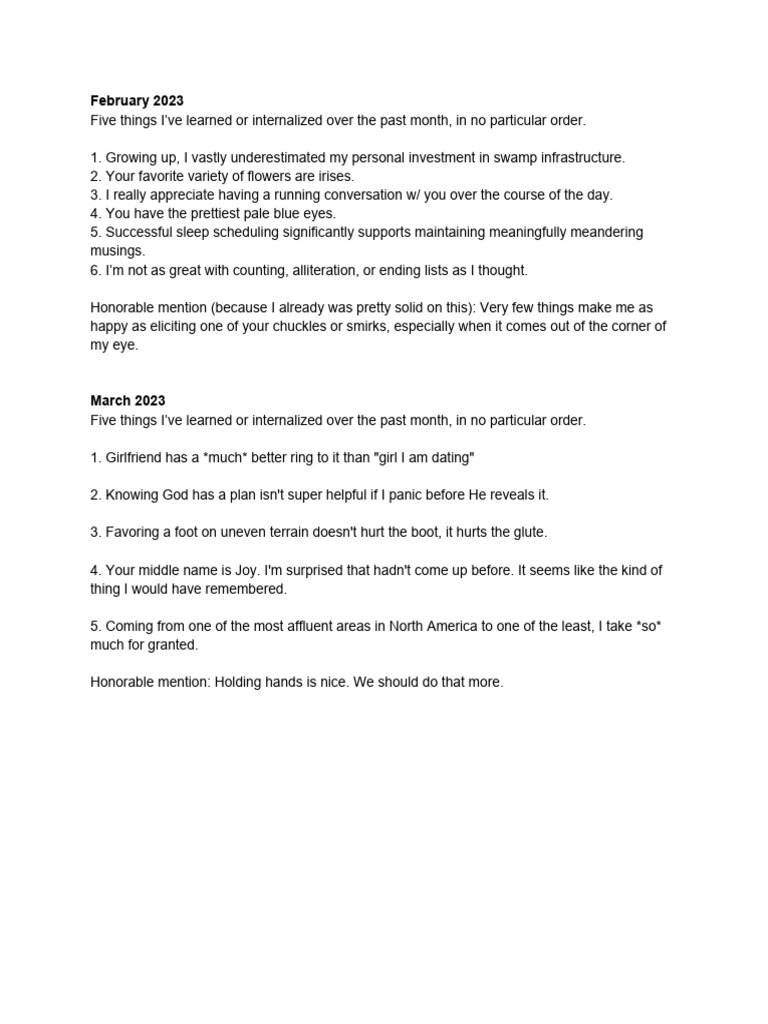 5 Things I - Ve Learned (Monthly) | PDF | Feeling | Psychology