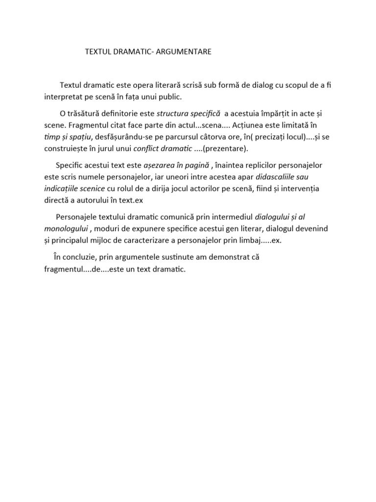 Textul Dramatic Argm | PDF