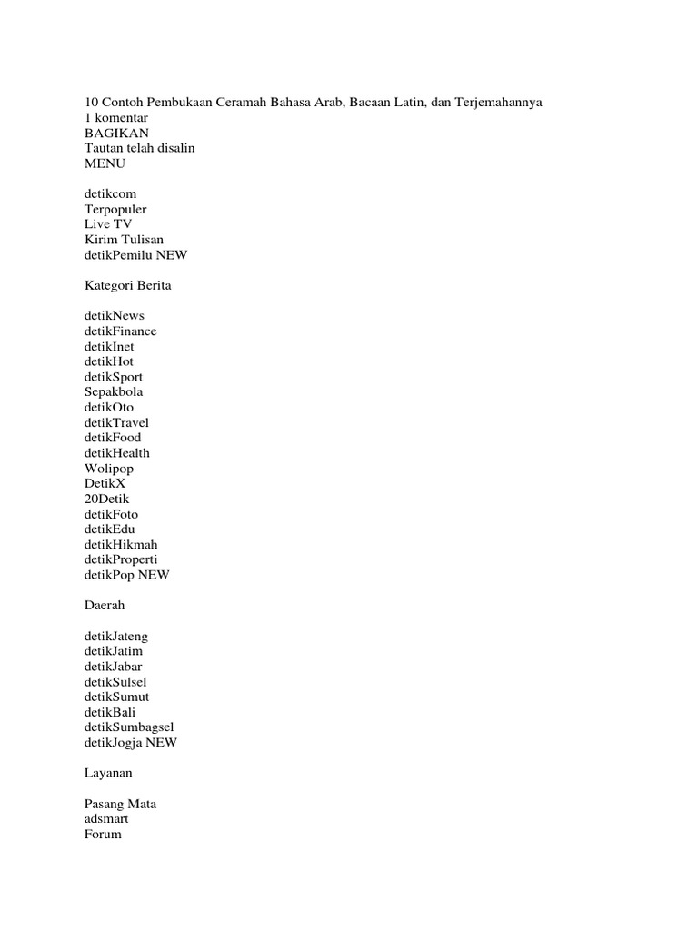10 Contoh Pembukaan Ceramah Bahasa Arab | PDF