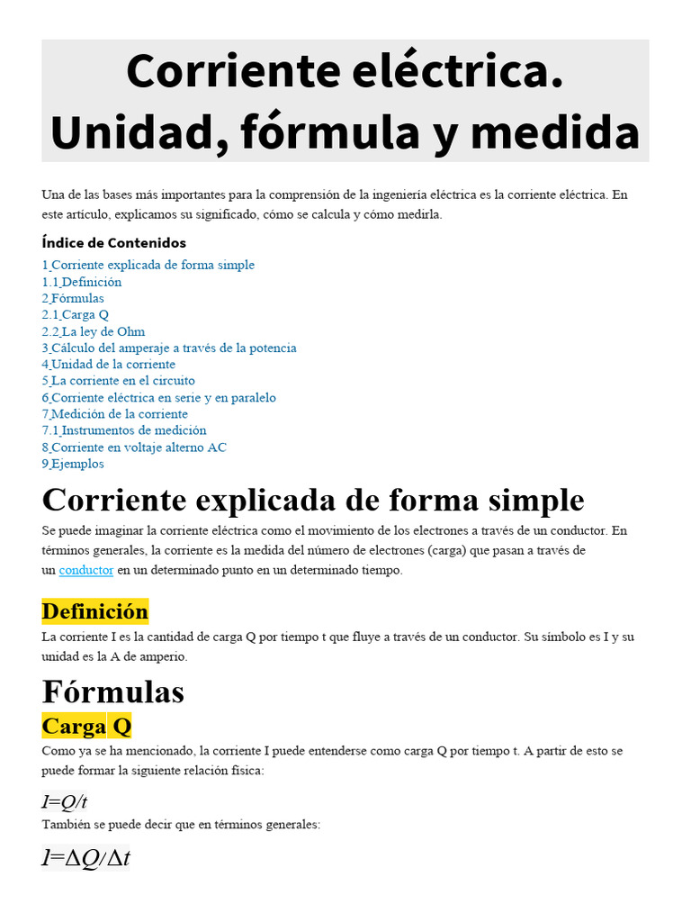 Corriente Eléctrica | PDF | Corriente eléctrica | Resistencia Eléctrica ...