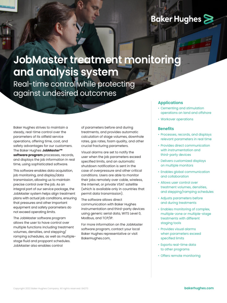JobMaster Treatment Monitoring and Analysis System SLSH | PDF ...