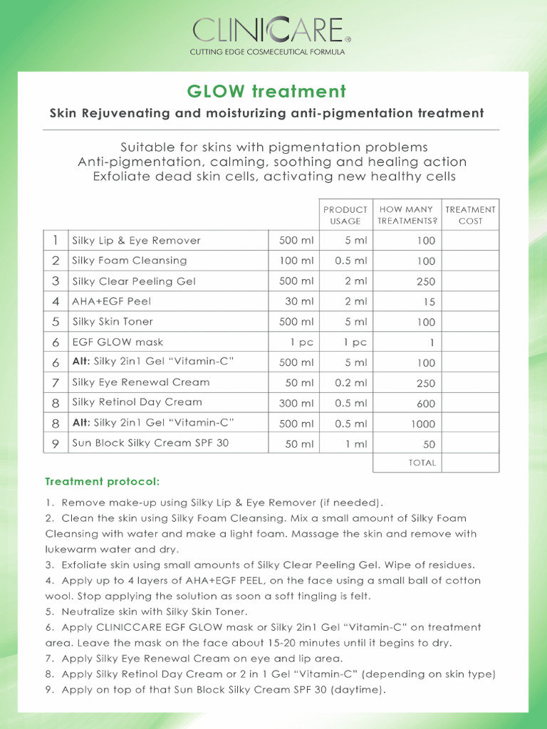 GLOW Treatment Step-By-Step | PDF