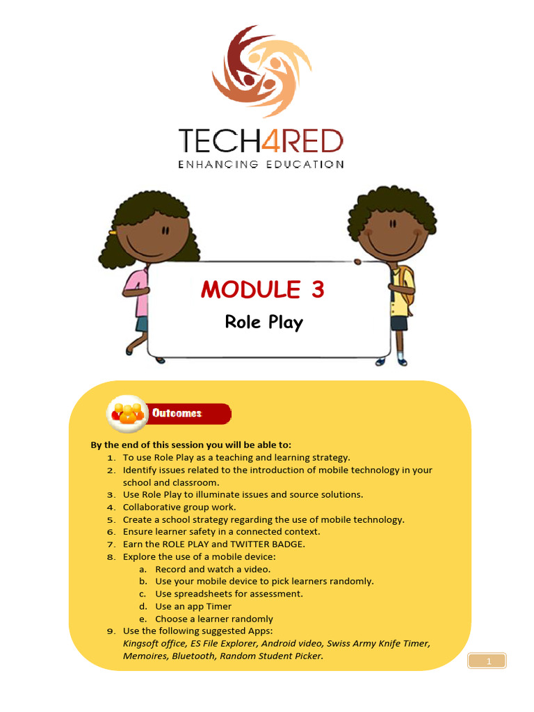 ICT4RED Module Three Role Play Teacher Manual | PDF | Teachers | Learning
