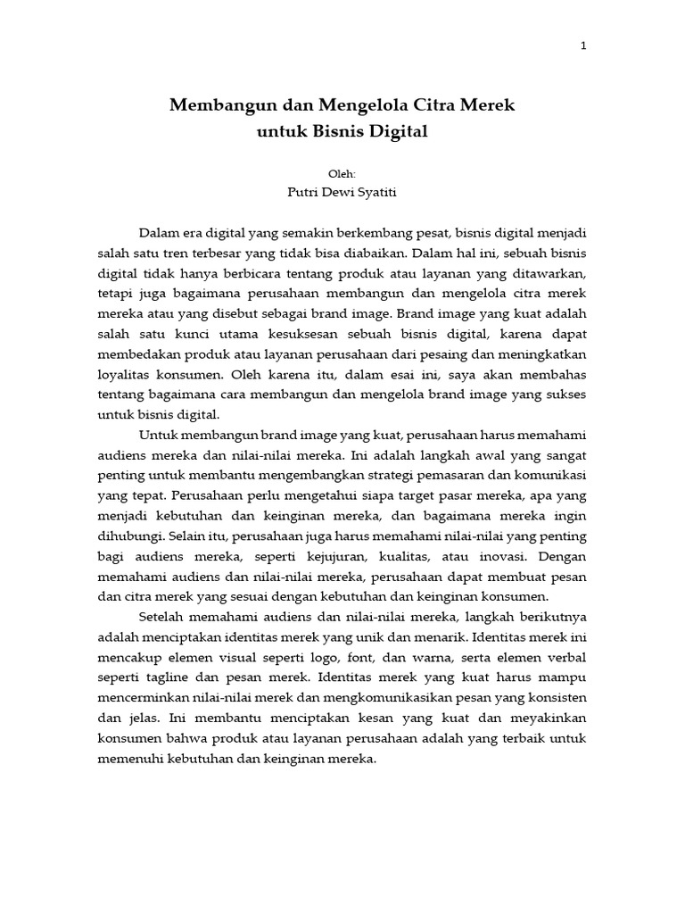Strategi Brand Image Bisnis Digital | PDF | Karier & Perkembangan | Bisnis