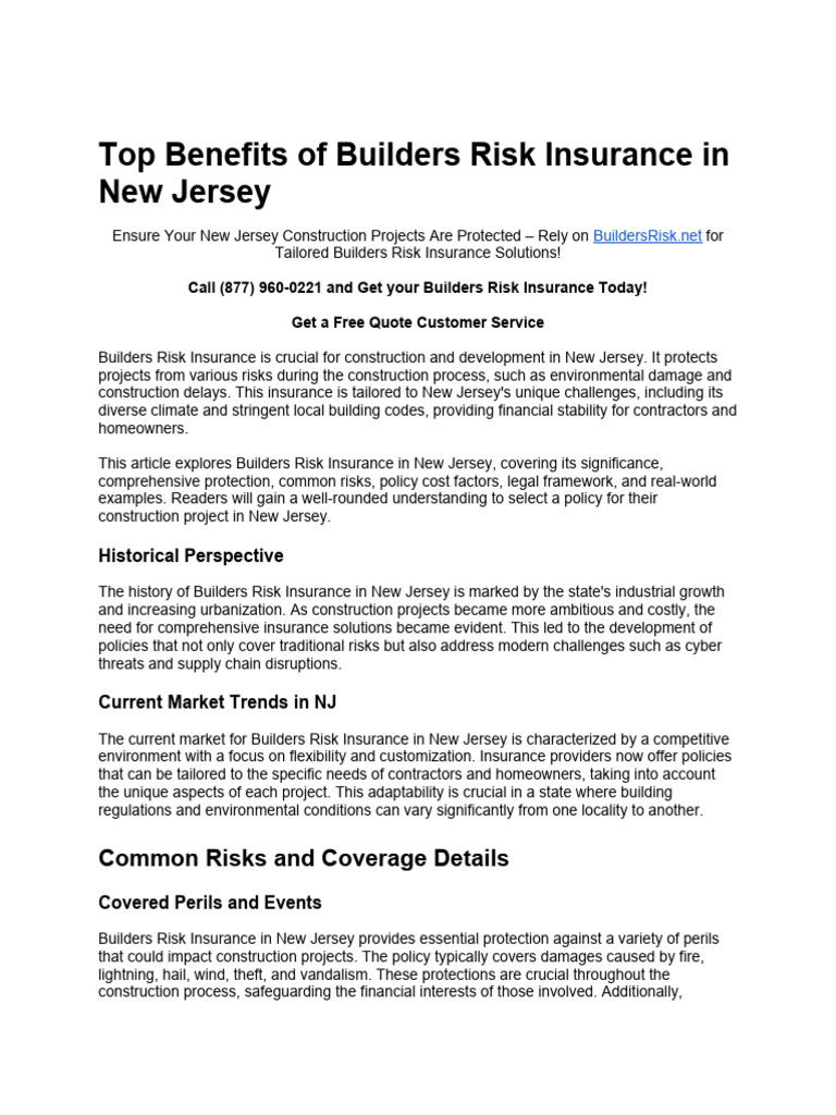 Builders Risk Insurance in New Jersey | PDF | Insurance | Risk