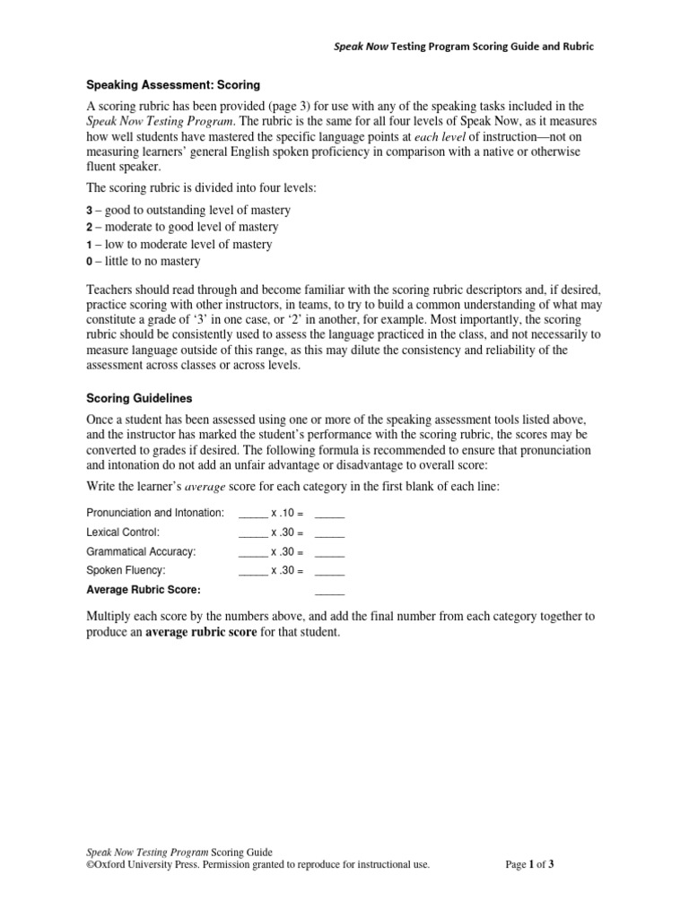 SN Scoring Guide and Rubric | PDF | Rubric (Academic) | Speech