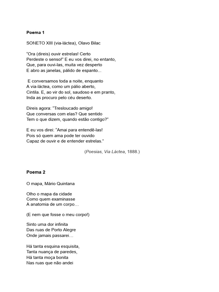 Poemas Clássicos da Literatura Brasileira | PDF | Poesia | Clássicos
