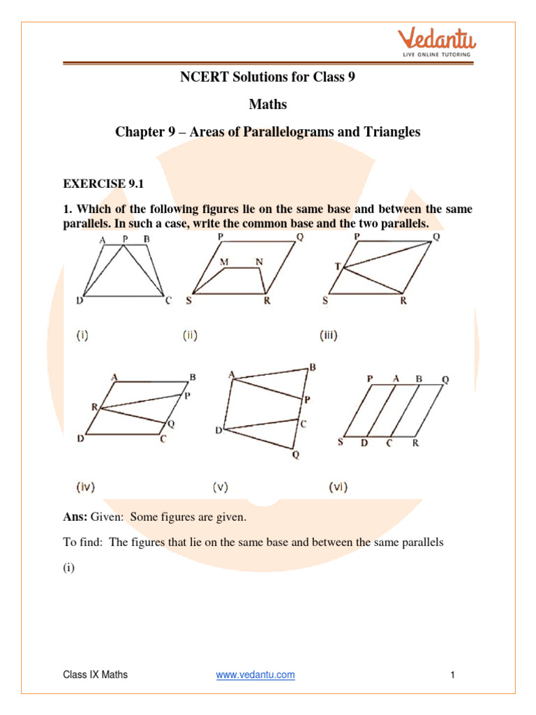 Class 9 Maths: Parallelograms & Triangles | PDF | Rectangle | Area