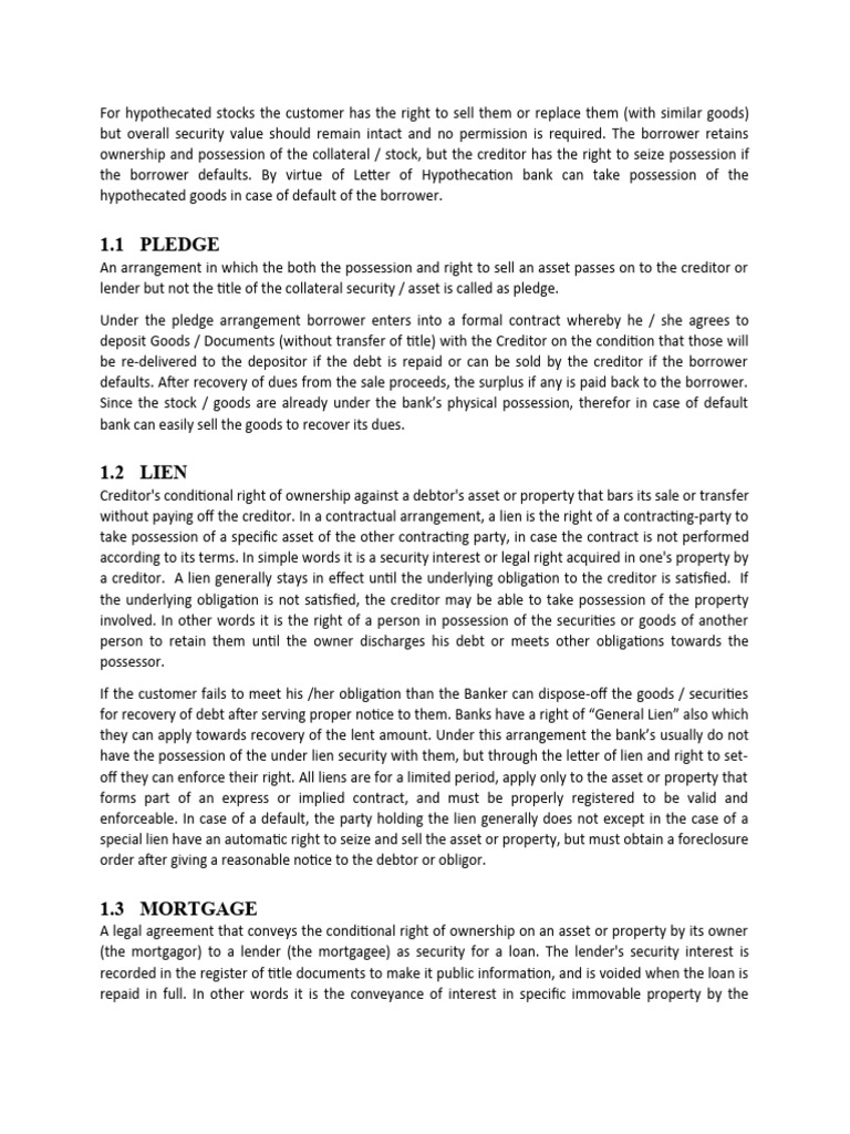 Banking Collateral Explained | PDF | Mortgage Law | Guarantee