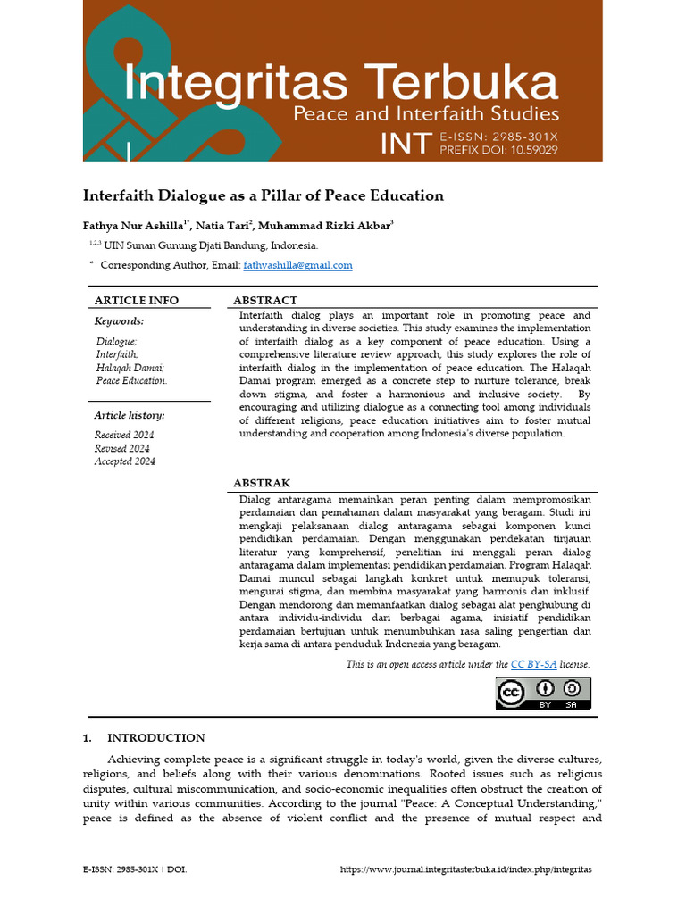 Interfaith Dialogue for Peace Education | PDF | Interfaith Dialogue ...