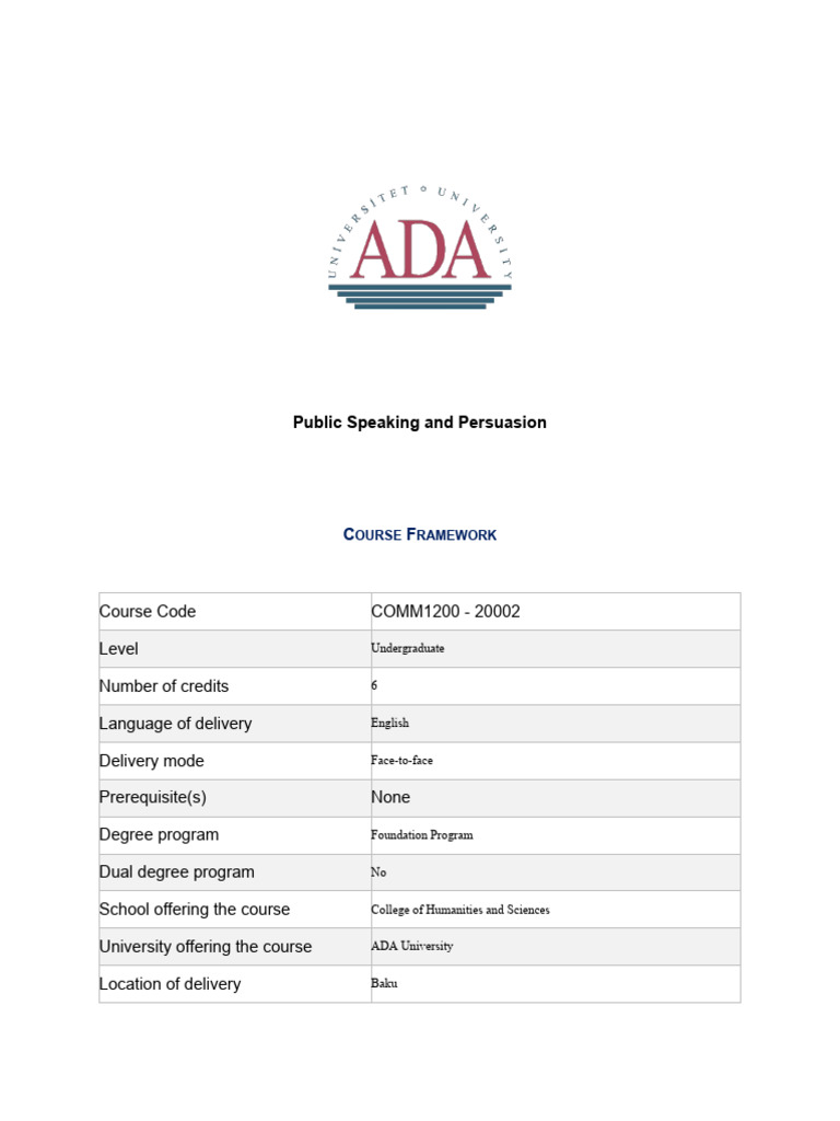 Public Speaking Persuasion 20002 Spring 2024 20002 | PDF | Public ...