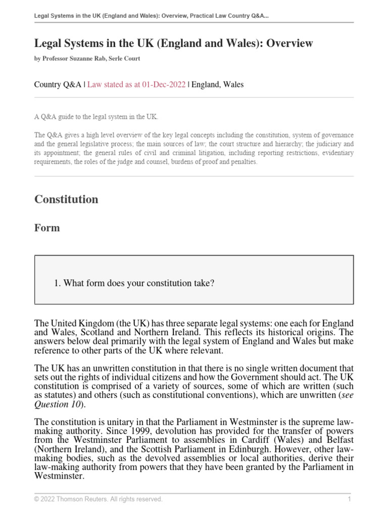 Legal Systems in The UK (England and Wales) Overview | PDF | Prosecutor
