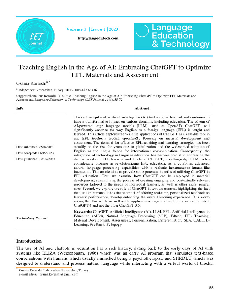 2.4.3 EFL Writing and Assessment (Koraishi, 2023) | PDF | English As A ...