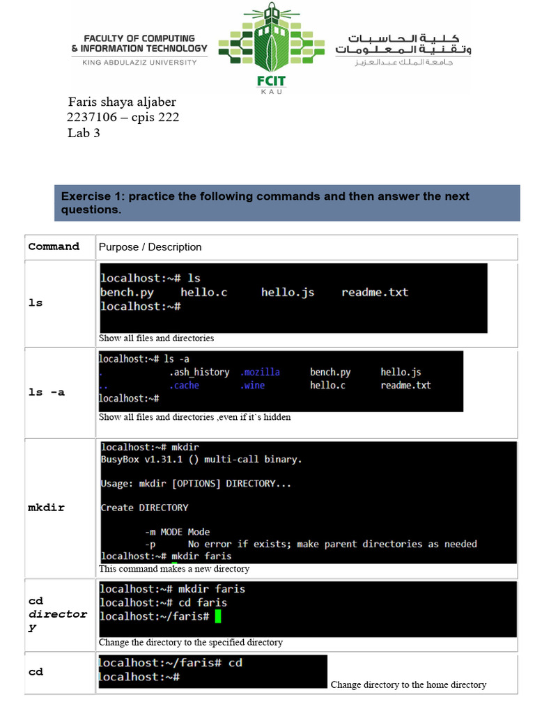 Faris Shaya Aljaber 2237106 - Cpis 222 Lab 3 | PDF | Language Arts ...
