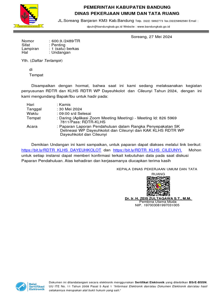 Undangan Rapat Penyusunan RDTR 2024 | PDF | Sains & Matematika | Komputer