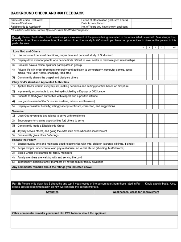 360 Feedback and Character Reference | PDF | Disciple (Christianity ...