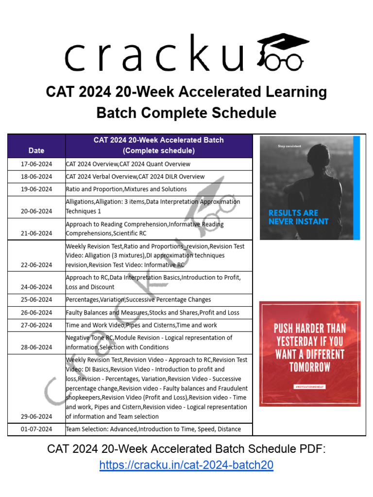 CAT 2024 Batch 20 Complete Schedule | PDF | Area | Triangle
