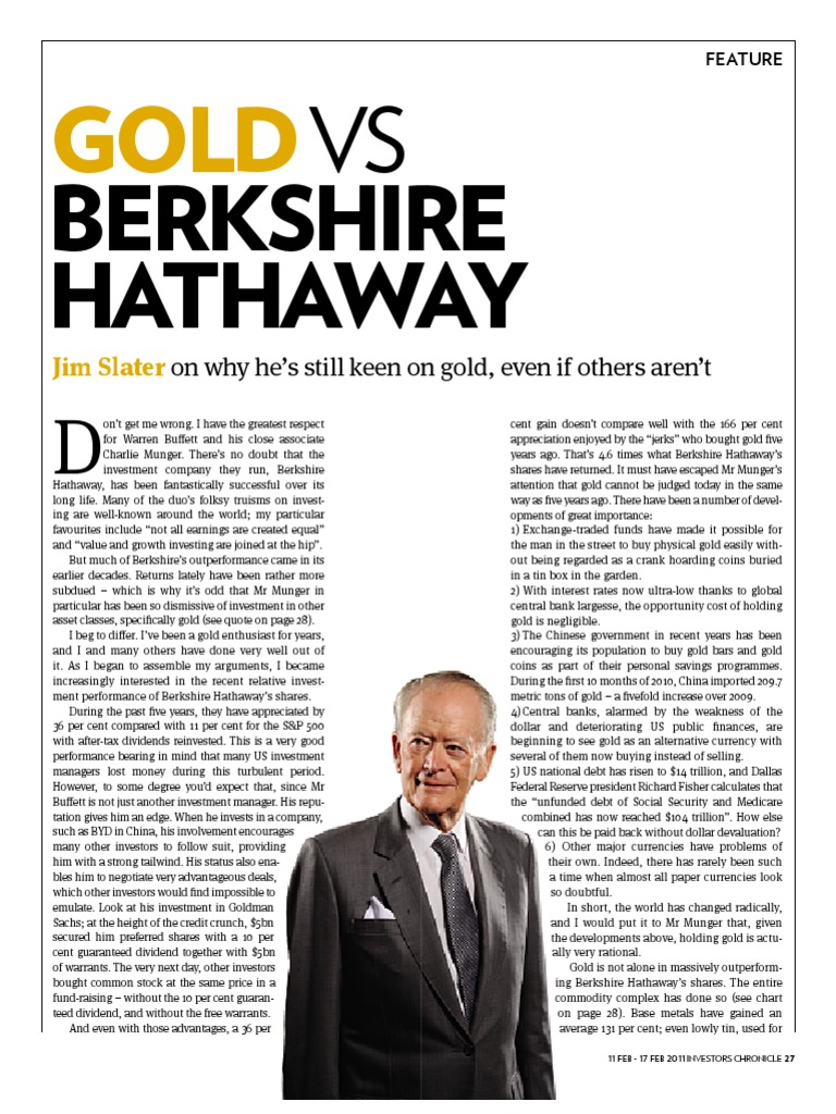 Gold Vs Berkshire Hathaway PDF Stocks Stock Market