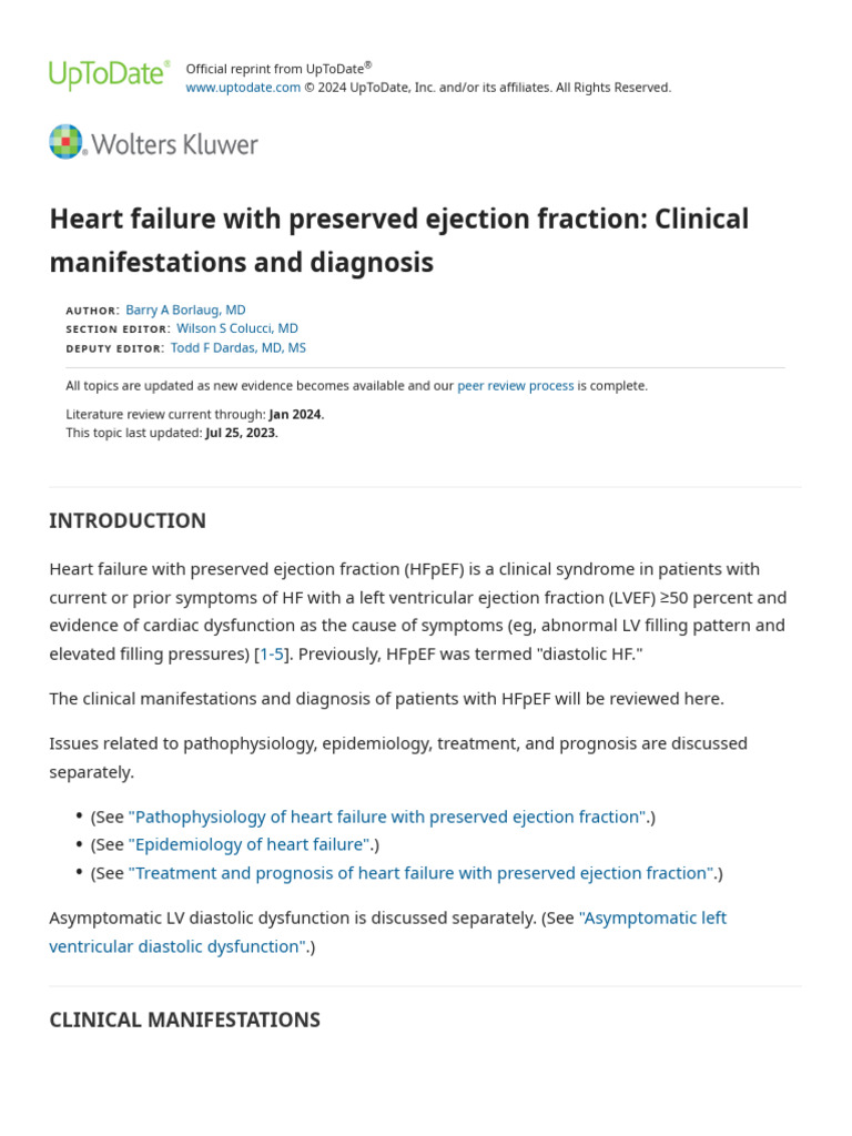 Heart Failure With Preserved Ejection Fraction - Clinical ...