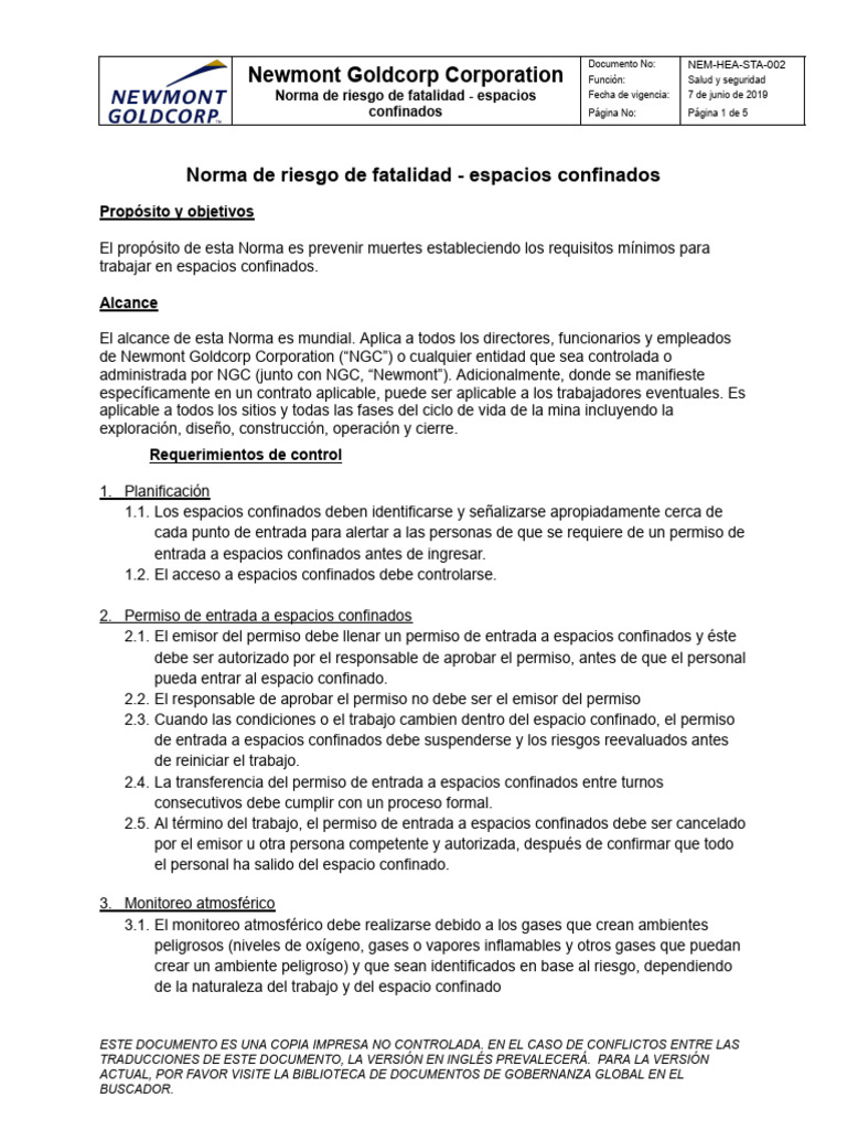 Norma de Seguridad en Espacios Confinados | PDF | Calibración | Oxígeno