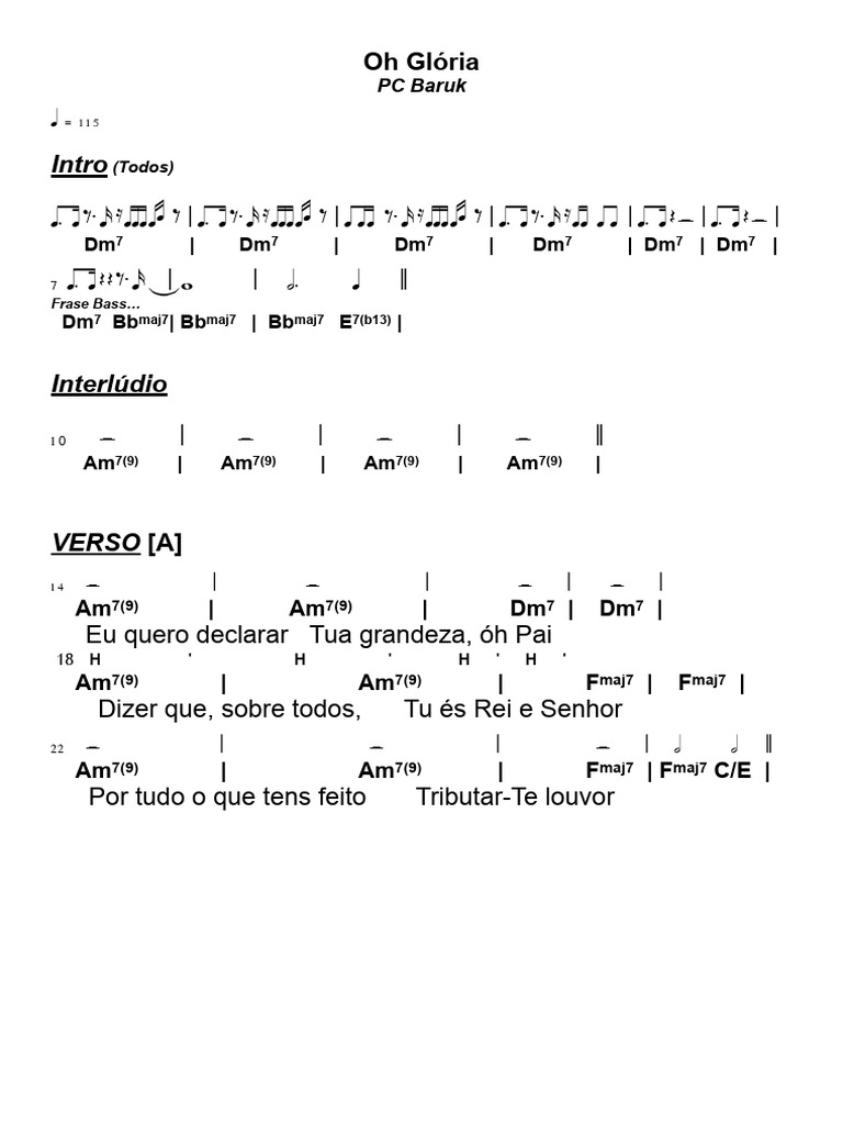 Letra da Música "Oh Glória" | PDF