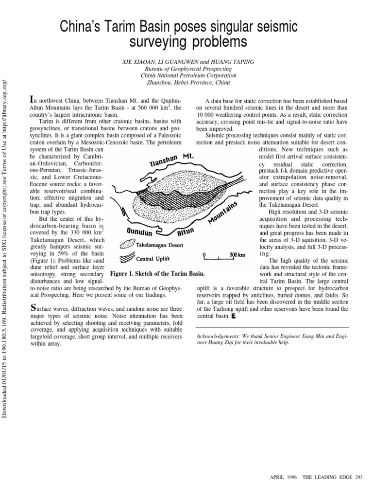 Tarim Basin | PDF | Petroleum Reservoir | Reflection Seismology
