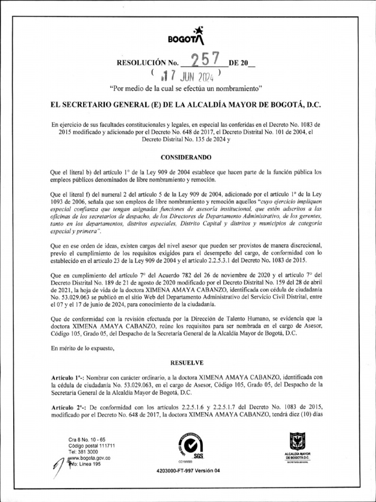 Resolucion 257 de 2024 | PDF | Gobierno