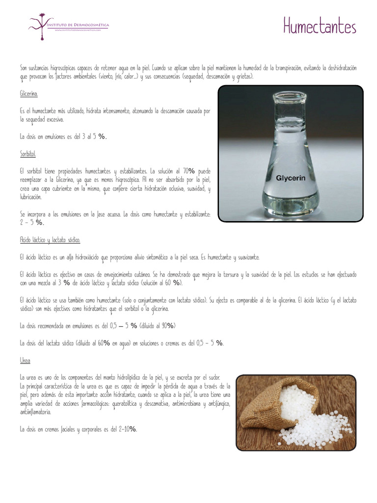 Humectantes | PDF | Piel | Ácido láctico
