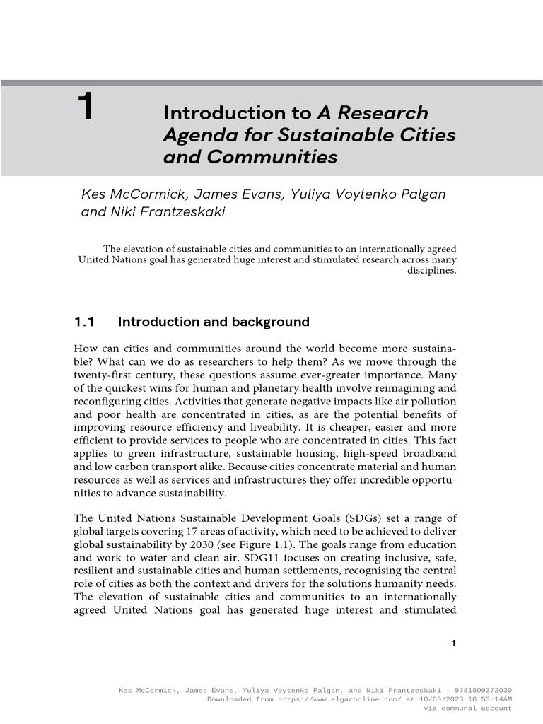 Research Agenda for Sustainable Cities | PDF | Sustainability ...