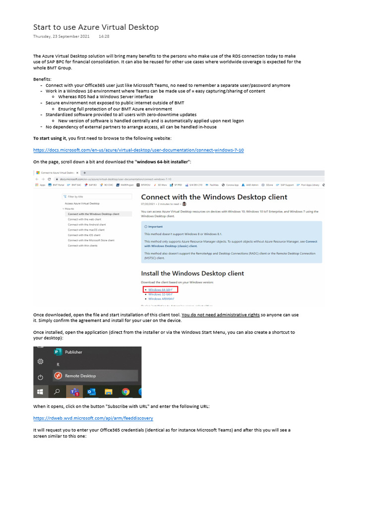 Azure Virtual Desktop - Start To Use | PDF