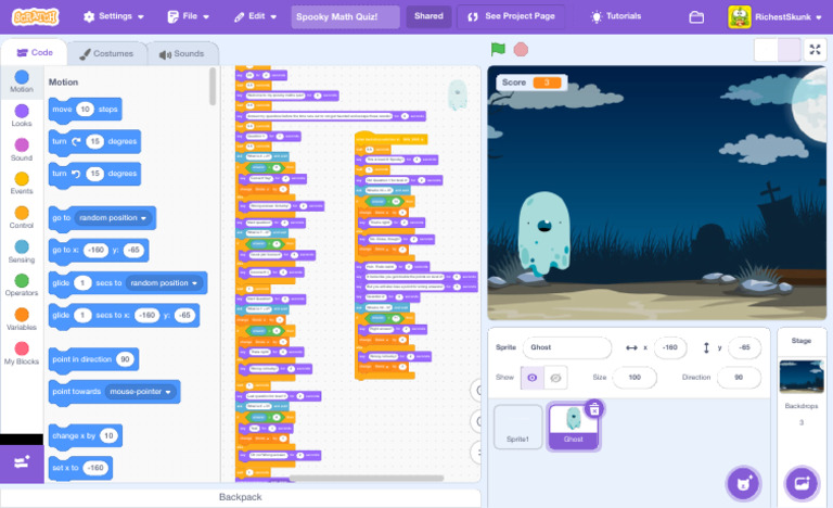 Spooky Math Quiz! On Scratch | PDF