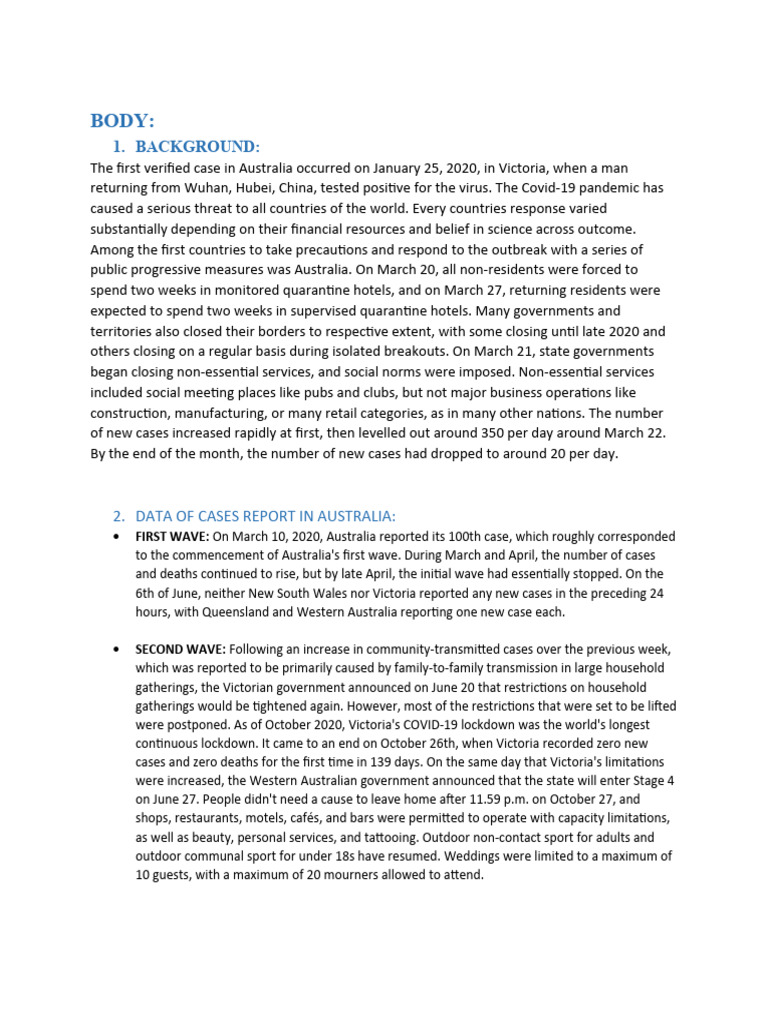 Australia’s COVID-19 Response Overview | PDF | Health Care | Bankruptcy