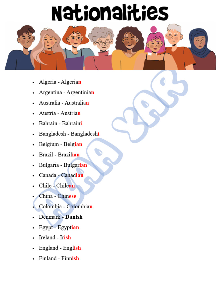 List of Nationalities by Country | PDF | Travel