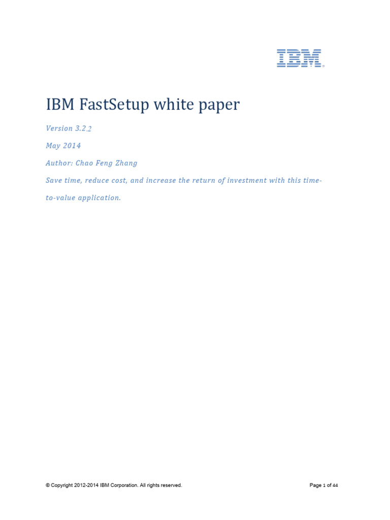 Ibm Fastsetup Whitepaper 3.2.2 | PDF | Installation (Computer Programs ...